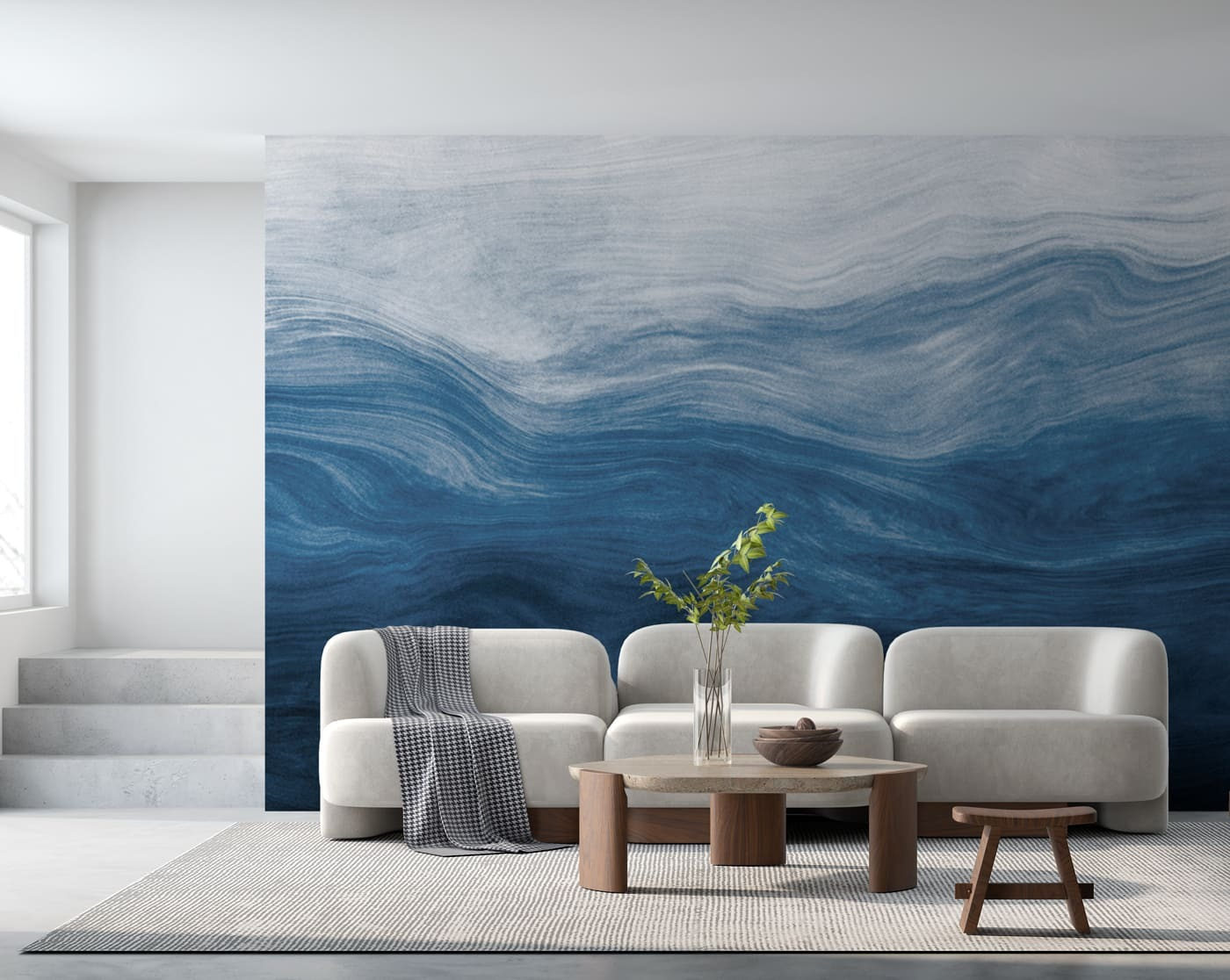A blue and white waves