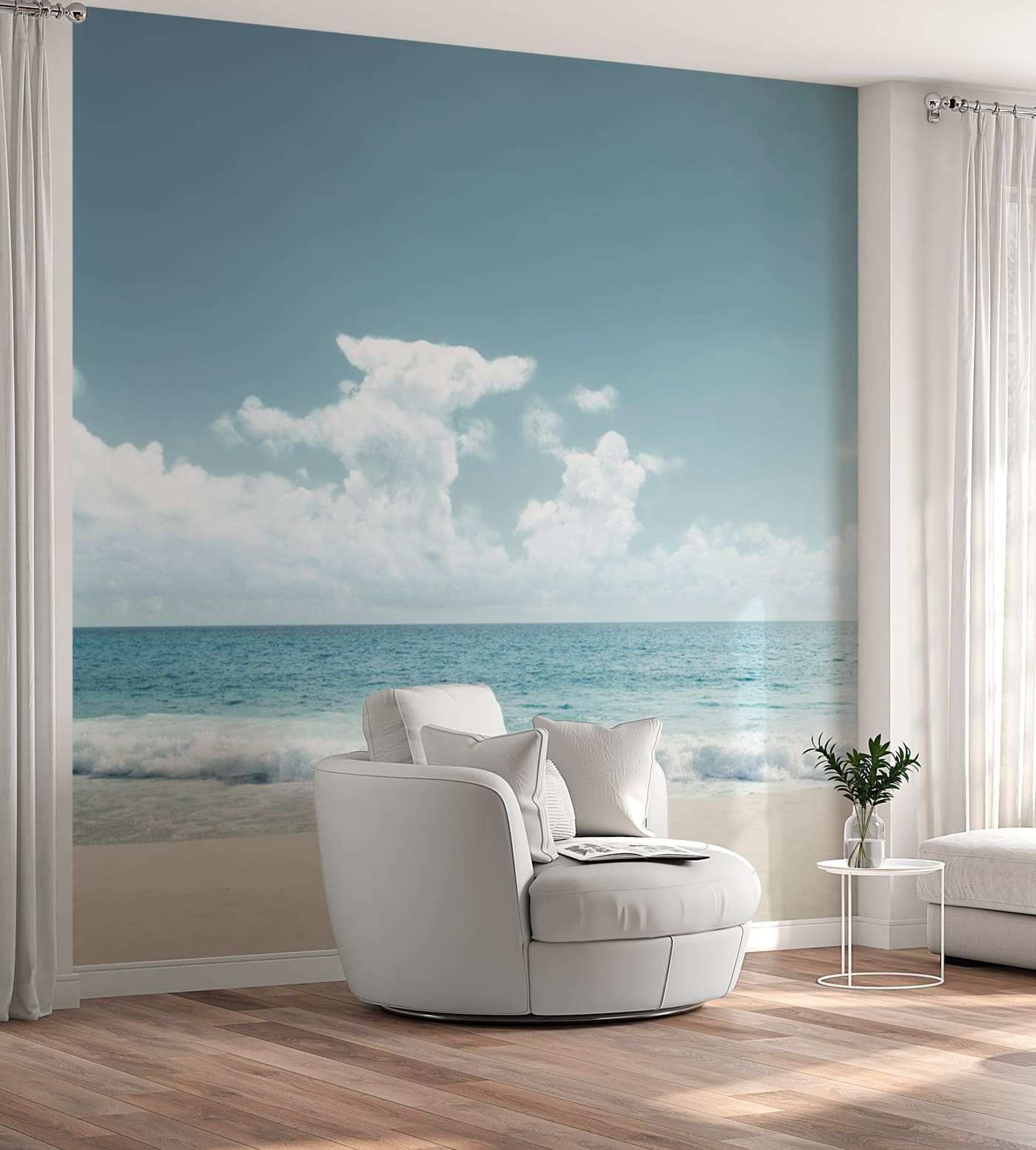 A beach with waves crashing on the sand