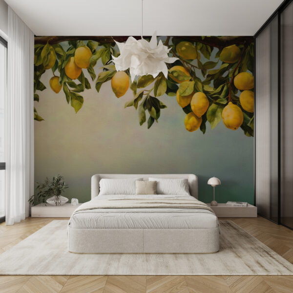 Un cuadro de limones en la rama de un árbol Un cuadro de limones en la rama de un árbol