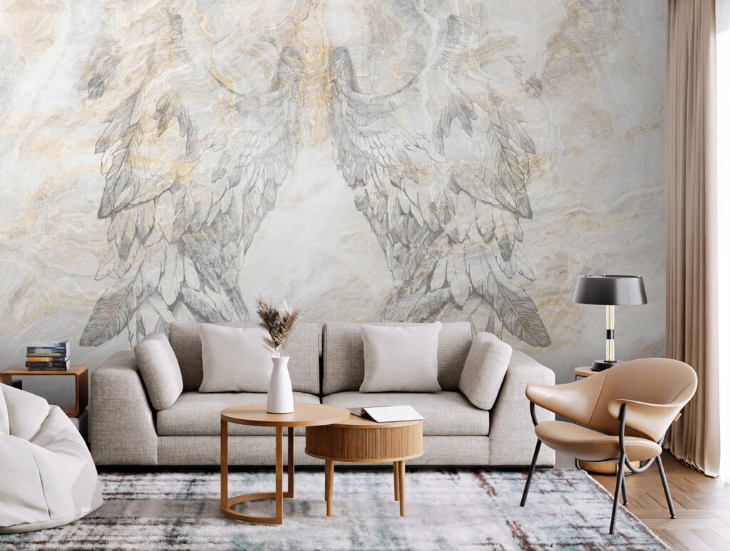 A drawing of wings on a marble surface A drawing of wings on a marble surface