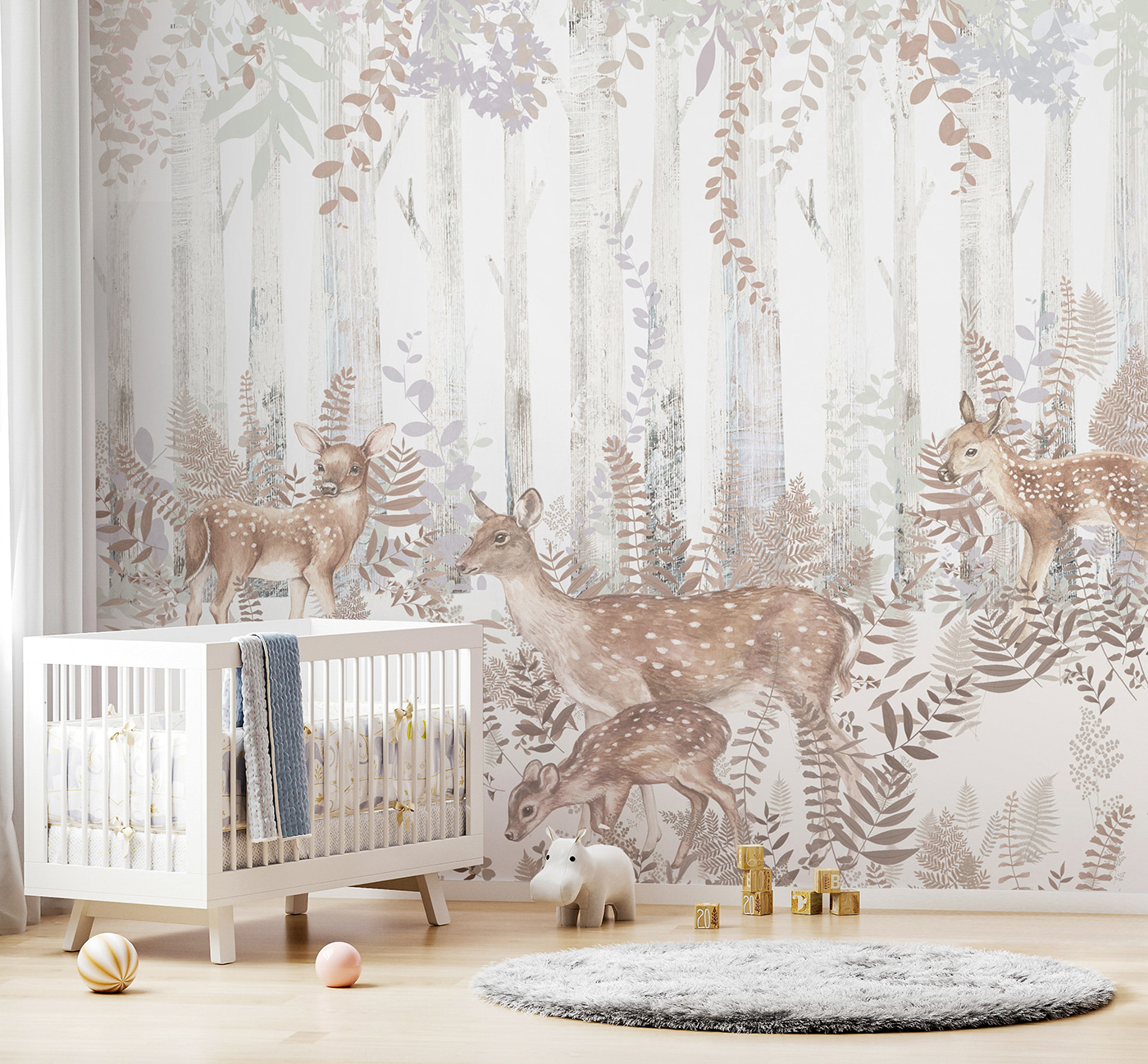 A group of deer in a forest A group of deer in a forest