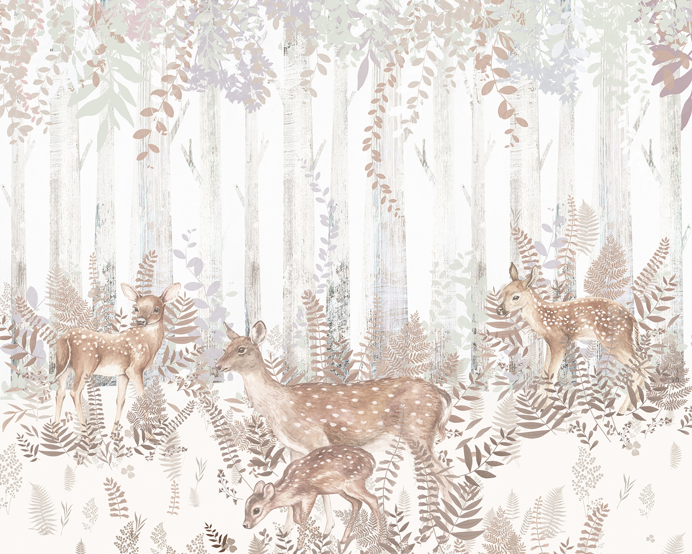 A group of deer in a forest A group of deer in a forest
