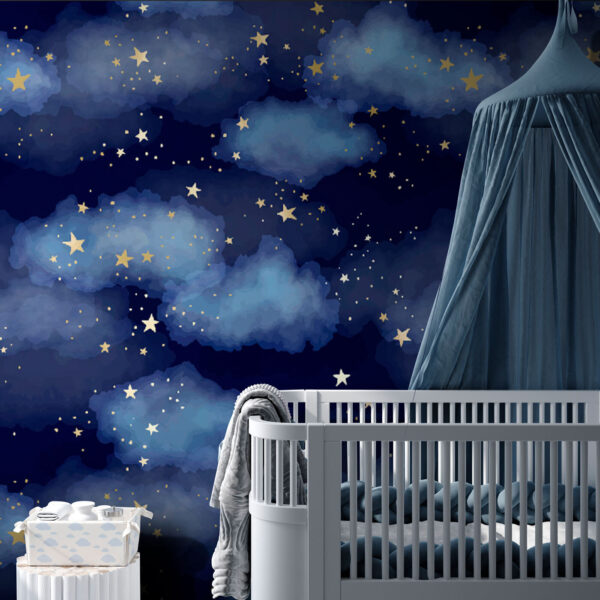 Un cielo azul con nubes y estrellas Un cielo azul con nubes y estrellas
