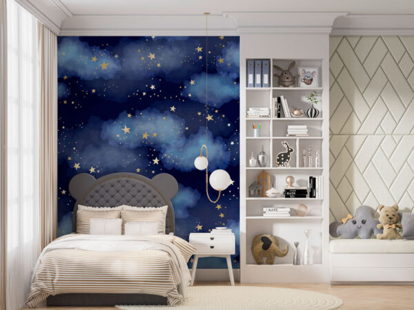 Un cielo azul con nubes y estrellas Un cielo azul con nubes y estrellas