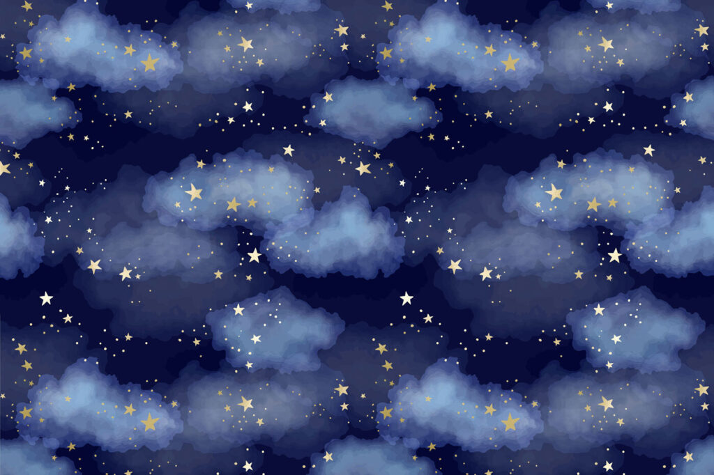 Un cielo azul con nubes y estrellas Un cielo azul con nubes y estrellas
