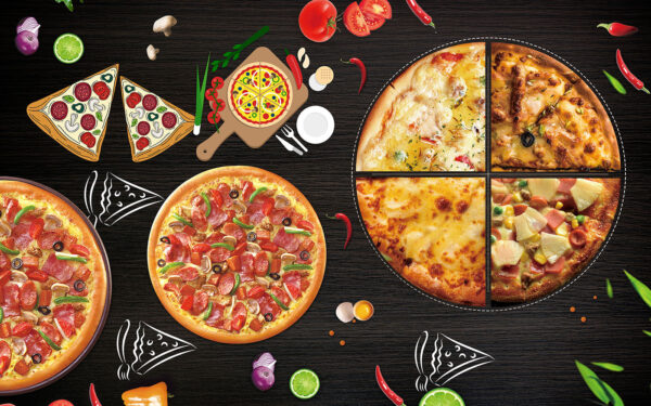 Una pizza sobre una mesa Una pizza sobre una mesa