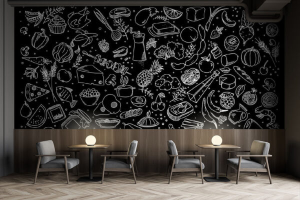 Un dibujo de comida en blanco y negro Un dibujo de comida en blanco y negro