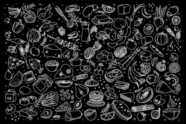 Un dibujo de comida en blanco y negro Un dibujo de comida en blanco y negro