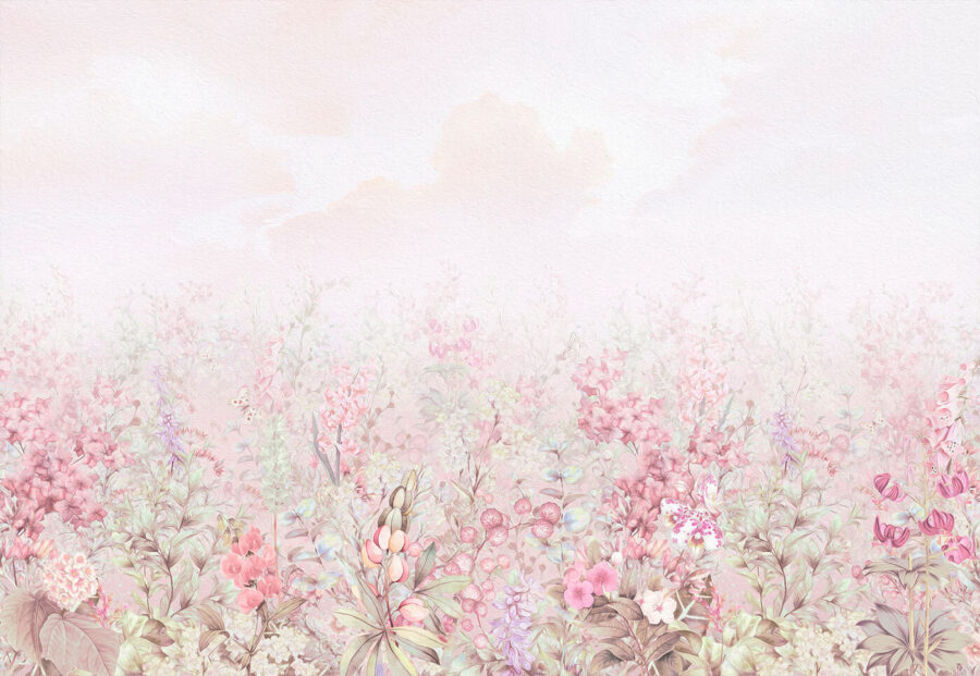 Un cuadro de flores y hojas