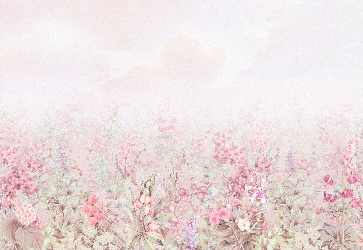 A painting of flowers and leaves