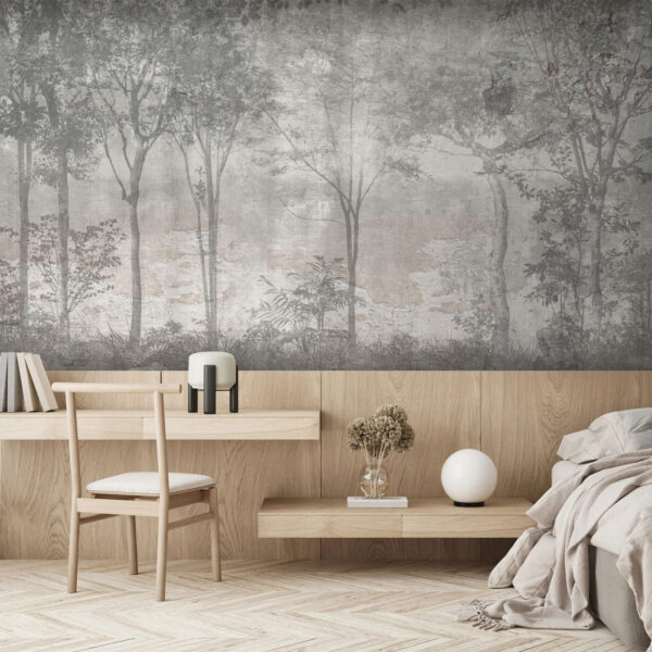 Una foto de árboles en blanco y gris Una foto de árboles en blanco y gris