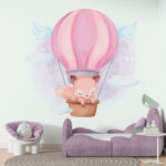 Fotomurales Un zorro de dibujos animados en un globo aerostático