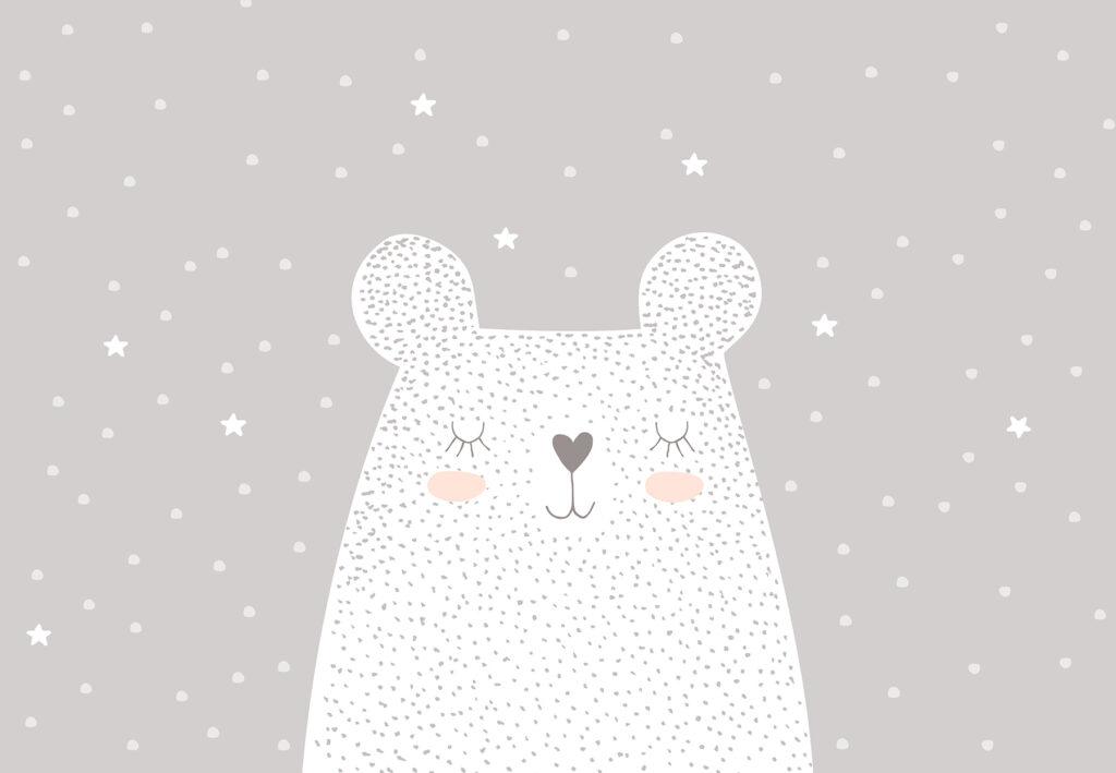Un oso blanco con lunares y estrellas Un oso blanco con lunares y estrellas