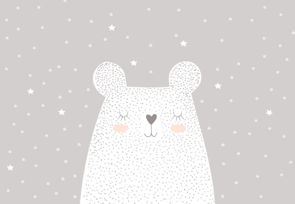 Un oso blanco con lunares y estrellas Un oso blanco con lunares y estrellas