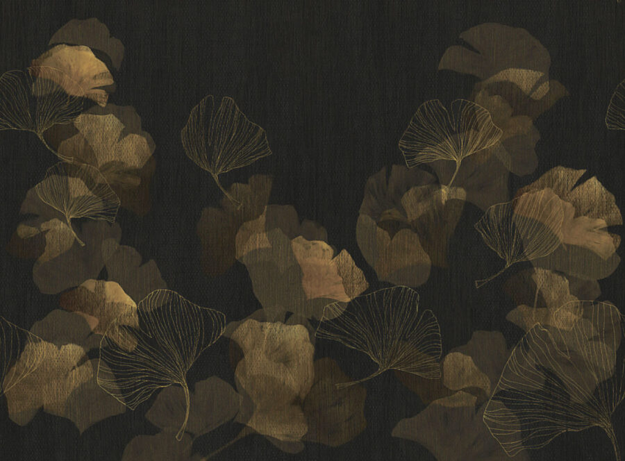 Elegantes hojas sobre fondo oscuro