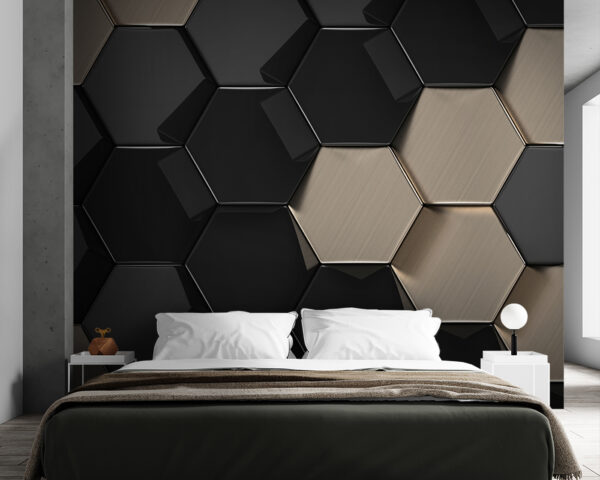 Motivo hexagonal en negro y beige Motivo hexagonal en negro y beige