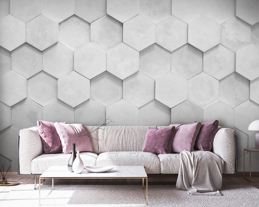 Hexágonos blancos en una pared