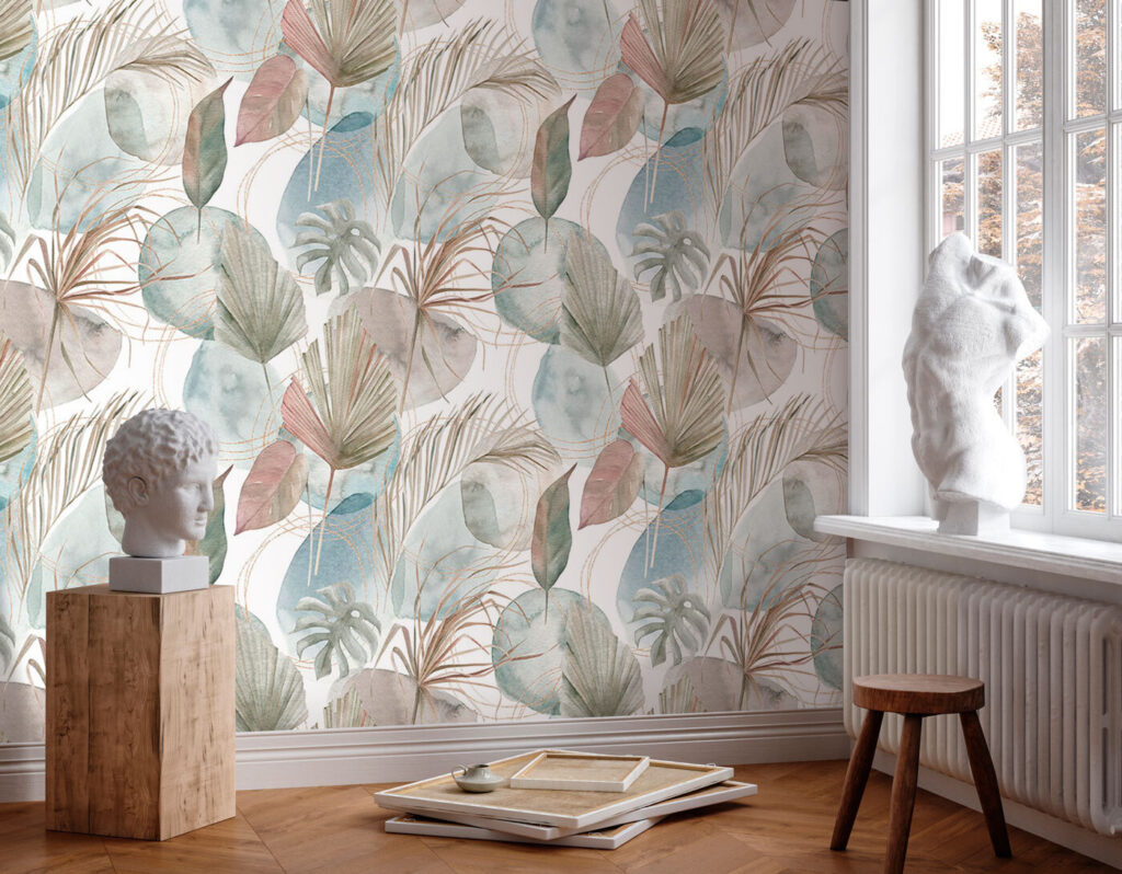 Pattern of leaves and circles