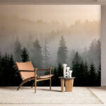 Fotomurales Bosque brumoso con árboles