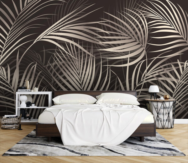 Elegantes hojas de palmera sobre un fondo oscuro Elegantes hojas de palmera sobre un fondo oscuro