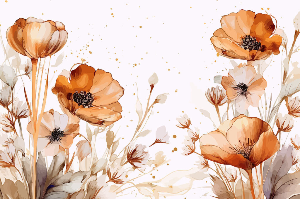 Pintura de flores y hojas Pintura de flores y hojas