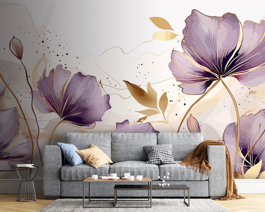 Pintura de flores moradas