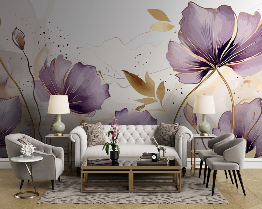Pintura de flores moradas