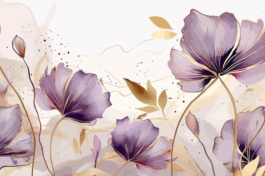 Pintura de flores moradas