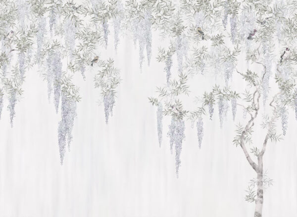 Papel pintado con flores y pájaros Papel pintado con flores y pájaros