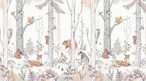 Un grupo de animales en un bosque Un grupo de animales en un bosque
