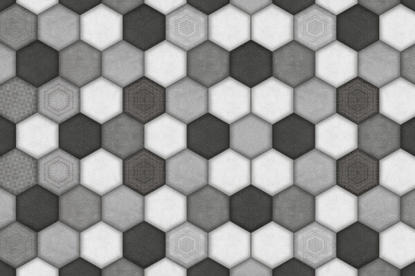 Motivo geométrico hexagonal en escala de grises. Motivo geométrico hexagonal en escala de grises.