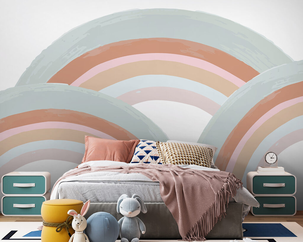 Rainbows painted in pastel colors