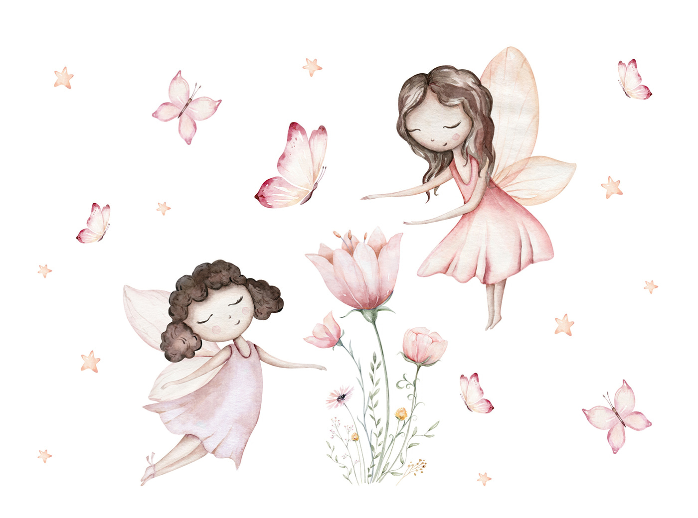 Group of fairies with butterflies and flowers Group of fairies with butterflies and flowers