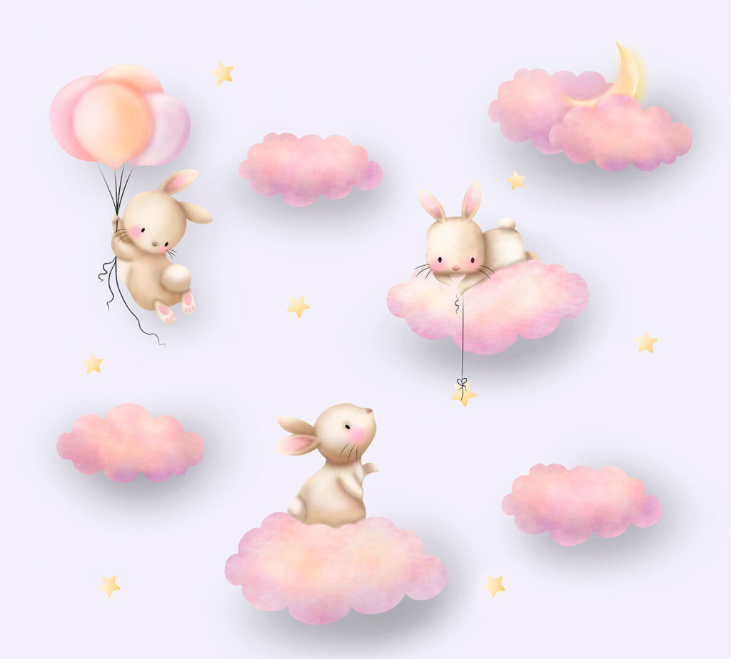 Grupo de conejos en las nubes Grupo de conejos en las nubes