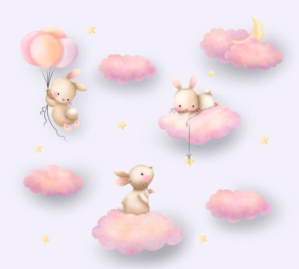 Grupo de conejos en las nubes Grupo de conejos en las nubes