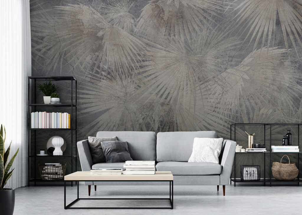 Wallpaper with palm leaves