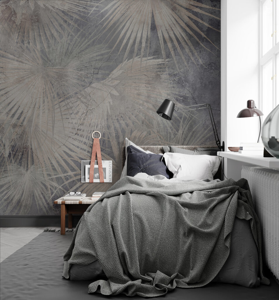 Wallpaper with palm leaves