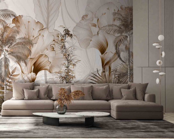 Papel pintado con flores y plantas Papel pintado con flores y plantas