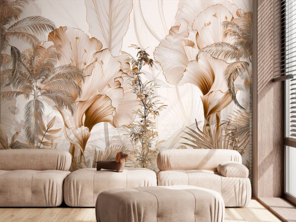 Papel pintado con flores y plantas Papel pintado con flores y plantas