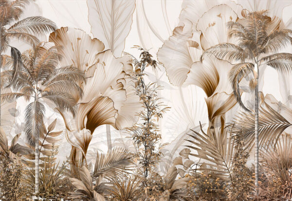 Papel pintado con flores y plantas Papel pintado con flores y plantas