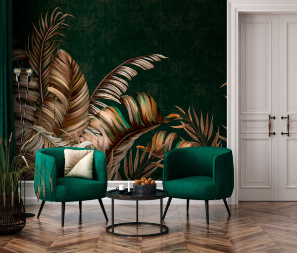 Fotomurales Hojas tropicales sobre un rico fondo (SKU: u96474) Fotomurales Fotomurales Hojas tropicales sobre un rico fondo (SKU: u96474)