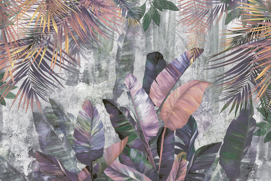 Papel pintado con hojas de colores