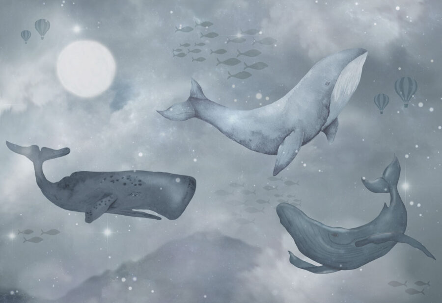 Grupo de ballenas nadando en el océano