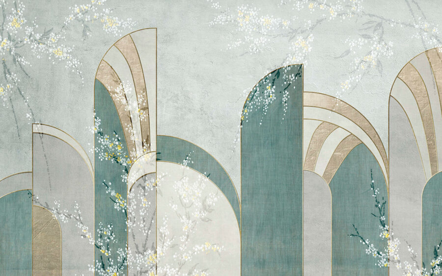 Papel pintado con flores y arcos Papel pintado con flores y arcos
