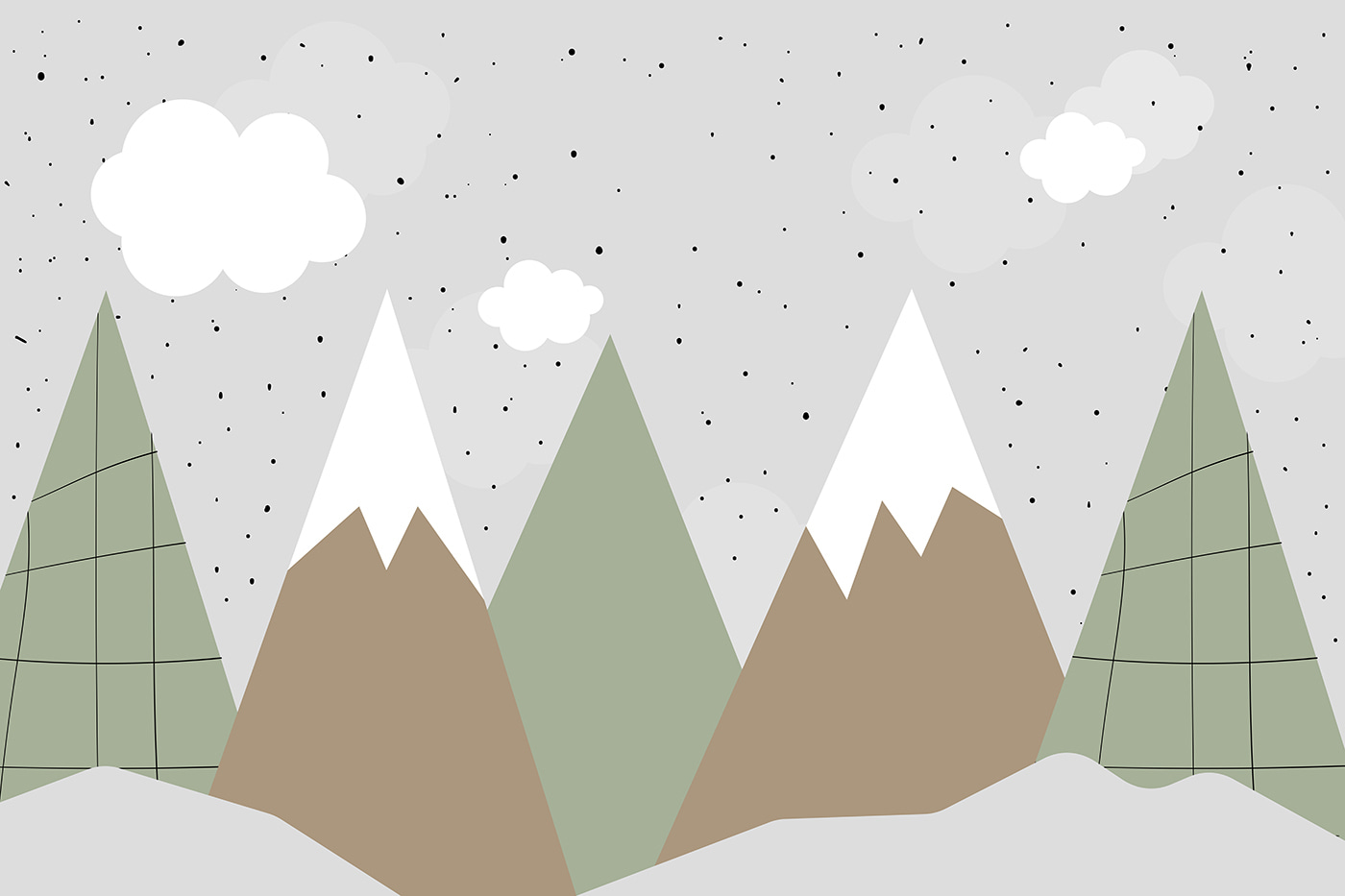 Drawing of mountains and trees Drawing of mountains and trees