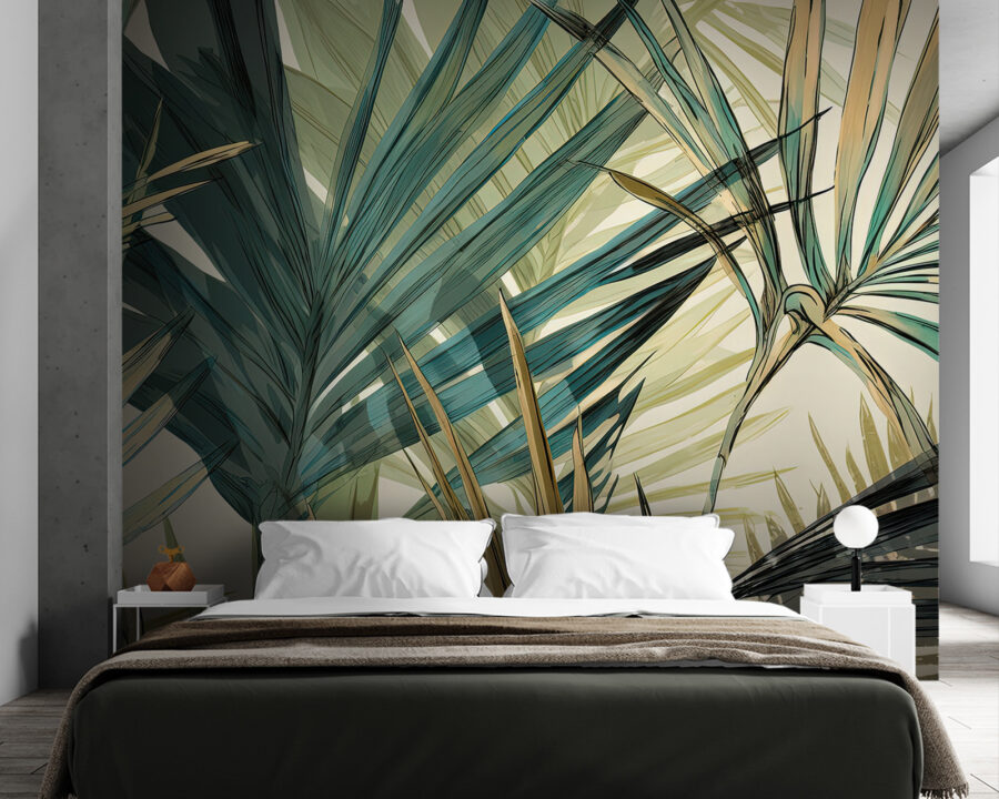 Hojas tropicales en tonos suaves
