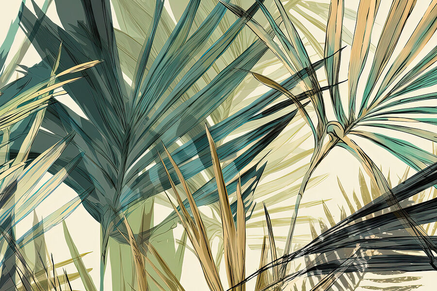 Hojas tropicales en tonos suaves