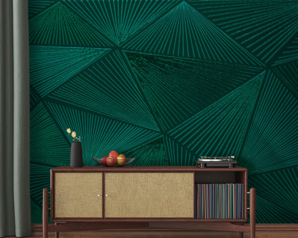 Fotomurales Fotomurales Dibujo de triángulos verdes sobre una superficie verde (SKU: u96289)