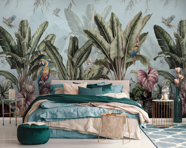 u96259pib111 600x480 - Papel pintado con plantas y pájaros tropicales - tegory