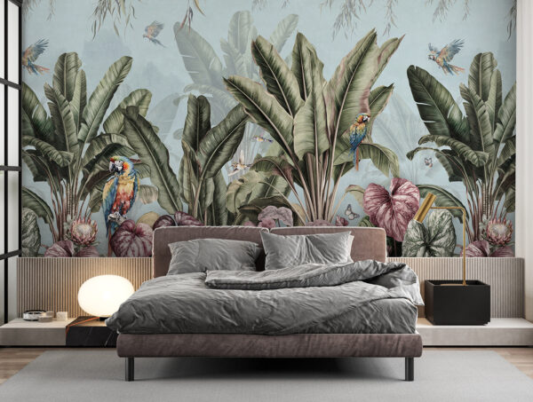 u96259pib1 600x453 - Papel pintado con plantas y pájaros tropicales - tegory